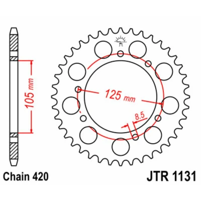 Kép: JT SPROCKETS acél standard hátsó lánckerék 1131 420