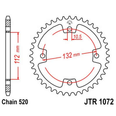 Kép: JT SPROCKETS Acél Standard Hátsó Láncszerkezet 1072 520