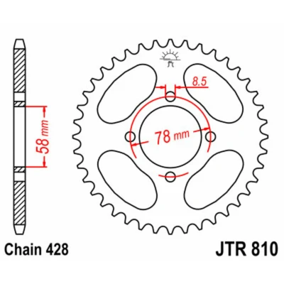 Kép: JT SPROCKETS Acél Standard Hátsó Láncsor 810 428