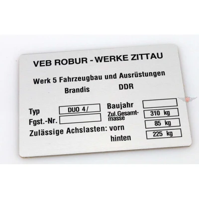 Kép: Típuscímke, alumínium 85mm 60mm 1mm Simson Duo 4/ számára