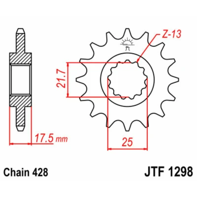 Kép: JT SPROCKETS Acél Standard Első Láncszem 1298 428
