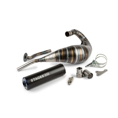 Kép: Kipufogó Stage6 80 90cc CNC kék / fekete HM Moto Vent Beta RR