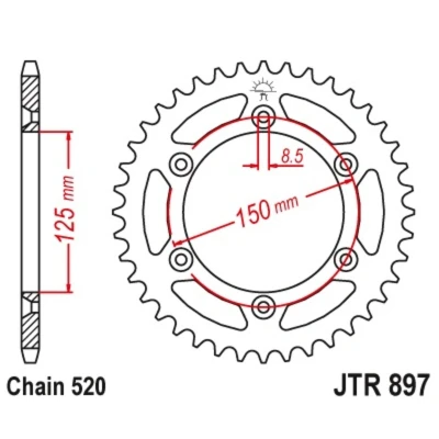 Kép: JT SPROCKETS Acél Standard Hátsó Láncszem 897 520
