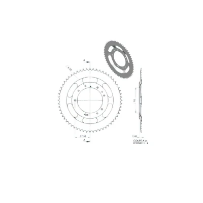 Kép: Hátsó lánckerék 60 foggal MBK 51S (Grimeca felnik d.98mm)